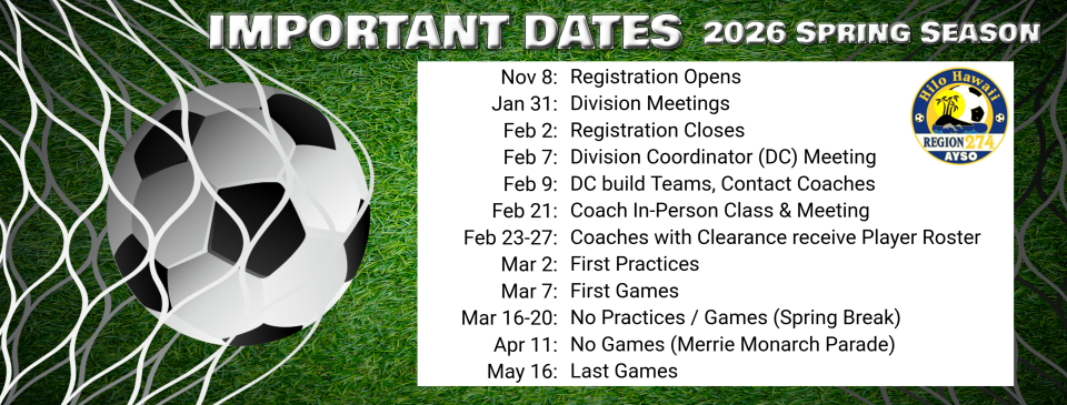 Important Dates for 2026 Spring Season